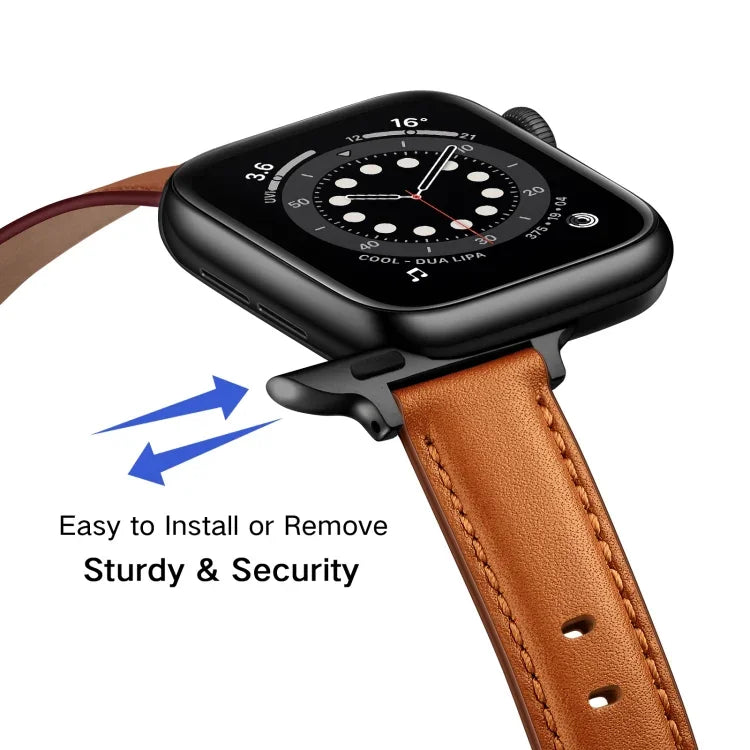 สายรัดนาฬิกาหนังสไตล์ธุรกิจสำหรับ Apple Watch Series, 7 41mm / 6 & SE & 5 & 4 40mm / 3 & 2 & 1 38mm, 7 45mm / 6 & SE & 5 & 4 44mm / 3 & 2 & 1 42mm