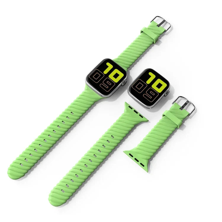 สายรัดนาฬิกาซิลิโคนบิดเกลียวสีพื้นสำหรับ Apple Watch Series, 7 41mm / 6 & SE & 5 & 4 40mm / 3 & 2 & 1 38mm, 7 45mm / 6 & SE & 5 & 4 44mm / 3 & 2 & 1 42mm