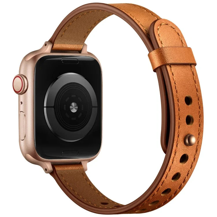 สายหนังสไตล์คู่ขนาด 14mm สำหรับเปลี่ยนสาย Apple Watch Series, 7 41mm / 6 & SE & 5 & 4 40mm / 3 & 2 & 1 38mm, 7 45mm / 6 & SE & 5 & 4 44mm / 3 & 2 & 1 42mm