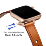 สายหนังสไตล์คู่ขนาด 14mm สำหรับเปลี่ยนสาย Apple Watch Series, 7 41mm / 6 & SE & 5 & 4 40mm / 3 & 2 & 1 38mm, 7 45mm / 6 & SE & 5 & 4 44mm / 3 & 2 & 1 42mm