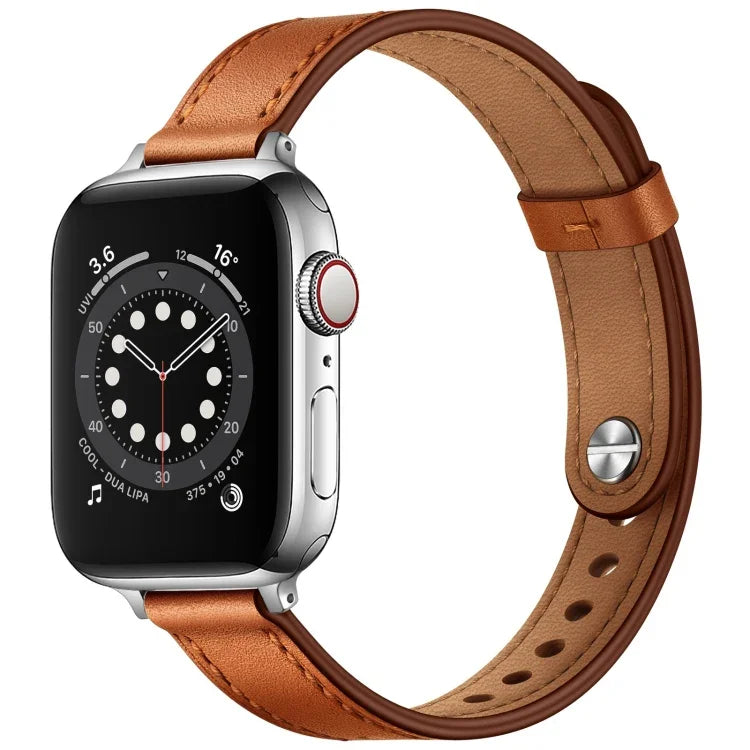 สายหนังสไตล์คู่ขนาด 14mm สำหรับเปลี่ยนสาย Apple Watch Series, 7 41mm / 6 & SE & 5 & 4 40mm / 3 & 2 & 1 38mm, 7 45mm / 6 & SE & 5 & 4 44mm / 3 & 2 & 1 42mm