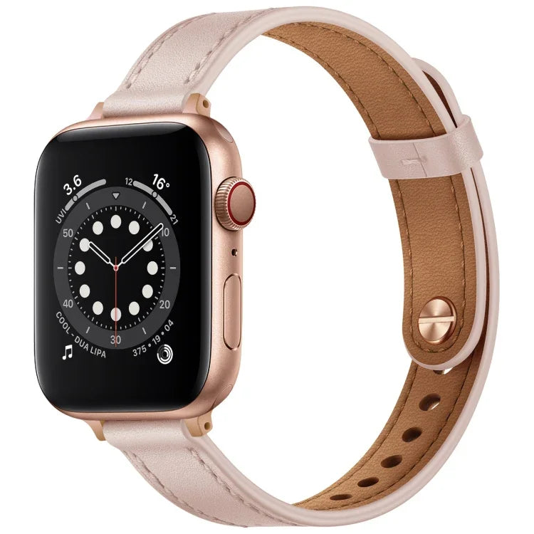 สายหนังสไตล์คู่ขนาด 14mm สำหรับเปลี่ยนสาย Apple Watch Series, 7 41mm / 6 & SE & 5 & 4 40mm / 3 & 2 & 1 38mm, 7 45mm / 6 & SE & 5 & 4 44mm / 3 & 2 & 1 42mm