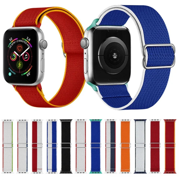 สายไนลอนยืดหยุ่นสูงสำหรับเปลี่ยนสาย Apple Watch Series, 7 41mm / 6 & SE & 5 & 4 40mm / 3 & 2 & 1 38mm, 7 45mm / 6 & SE & 5 & 4 44mm / 3 & 2 & 1 42mm