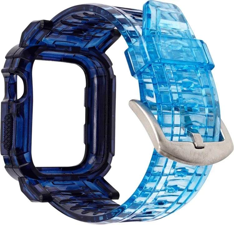 สายเคส TPU แบบไล่ระดับสีสำหรับ Apple Watch Series 9 / 8 / 7 45mm / 6 / 5 / 4 / Watch SE 44mm / Watch 42mm, สำหรับ Apple Watch Series 9 / 8 / 7 45mm / 6 / 5 / 4 / Watch SE 44mm / Watch 42mm