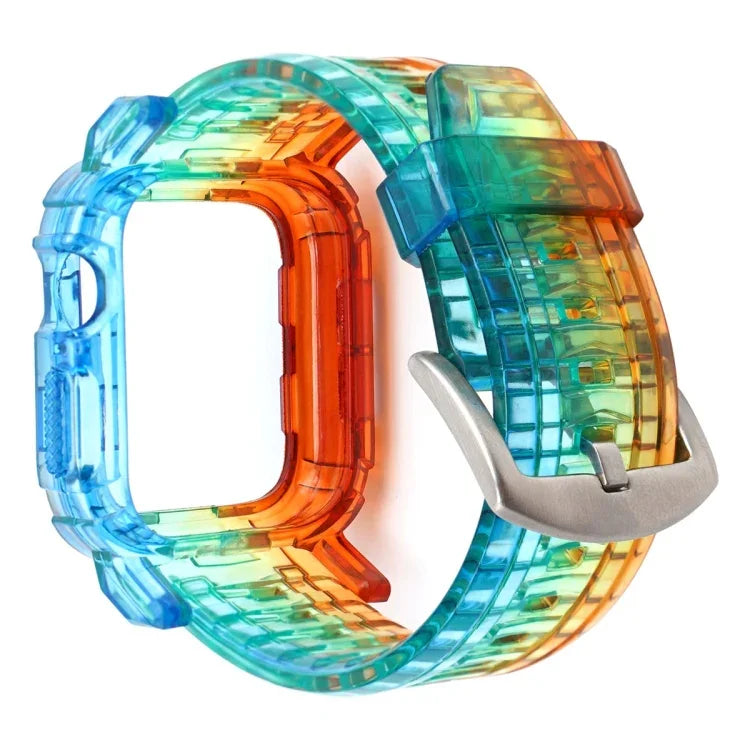 สายเคส TPU แบบไล่ระดับสีสำหรับ Apple Watch Series 9 / 8 / 7 45mm / 6 / 5 / 4 / Watch SE 44mm / Watch 42mm, สำหรับ Apple Watch Series 9 / 8 / 7 45mm / 6 / 5 / 4 / Watch SE 44mm / Watch 42mm