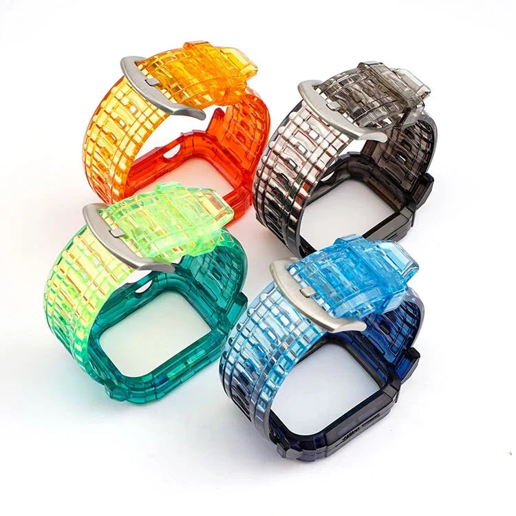 สายเคส TPU แบบไล่ระดับสีสำหรับ Apple Watch Series 9 / 8 / 7 45mm / 6 / 5 / 4 / Watch SE 44mm / Watch 42mm, สำหรับ Apple Watch Series 9 / 8 / 7 45mm / 6 / 5 / 4 / Watch SE 44mm / Watch 42mm