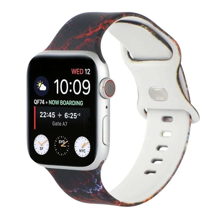 สายเปลี่ยนแบบพิมพ์ลาย 8 หัวเข็มขัด สำหรับ Apple Watch Series, 7 45mm / 6 & SE & 5 & 4 44mm / 3 & 2 & 1 42mm, 7 41mm / 6 & SE & 5 & 4 40mm / 3 & 2 & 1 38mm