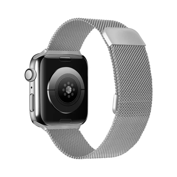 สายรัดนาฬิกาแบบยืดหยุ่นแม่เหล็กมิลานแบบสองส่วนสำหรับ Apple Watch Series, 7 45mm / 6 & SE & 5 & 4 44mm / 3 & 2 & 1 42mm, 7 41mm / 6 & SE & 5 & 4 40mm / 3 & 2 & 1 38mm