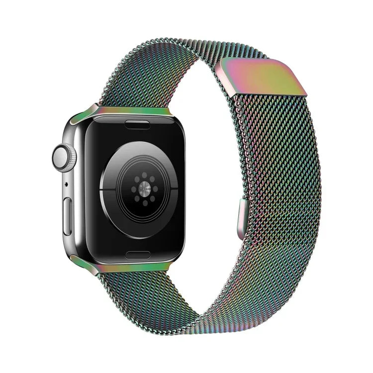 สายรัดนาฬิกาแบบยืดหยุ่นแม่เหล็กมิลานแบบสองส่วนสำหรับ Apple Watch Series, 7 45mm / 6 & SE & 5 & 4 44mm / 3 & 2 & 1 42mm, 7 41mm / 6 & SE & 5 & 4 40mm / 3 & 2 & 1 38mm
