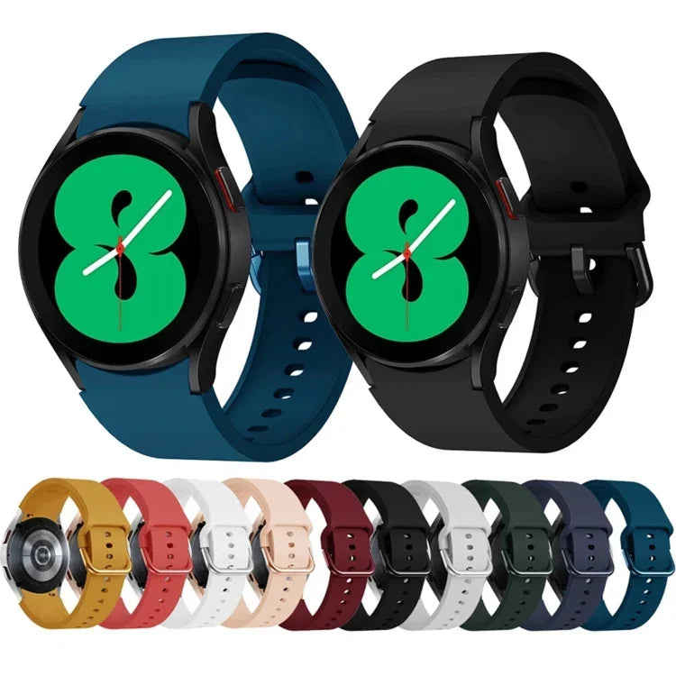 สายซิลิโคนสีสันสดใสพร้อมหัวเข็มขัดเปลี่ยนได้ สำหรับ Samsung Galaxy Watch4 ขนาด 40 มม., สำหรับ Samsung Galaxy Watch4 ขนาด 44 มม., สำหรับ Samsung Galaxy Watch4 Classic ขนาด 42 มม., สำหรับ Samsung Galaxy Watch4 Classic ขนาด 46 มม.