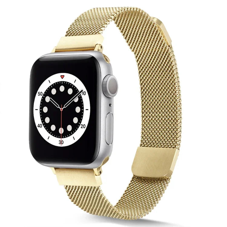Small Waist Dual Section Milan Replacement Watchband For Apple Watch Series, 7 45mm / 6 & SE & 5 & 4 44mm / 3 & 2 & 1 42mm, 7 41mm / 6 & SE & 5 & 4 40mm / 3 & 2 & 1 38mm
