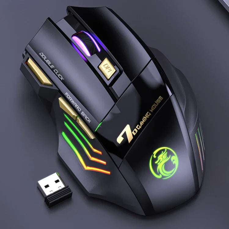 เมาส์เกมมิ่งไร้สายชาร์จได้ iMICE GW-X7 7 ปุ่ม เงียบ พร้อมไฟ RGB สีสันสดใส GW-X7 2.4G