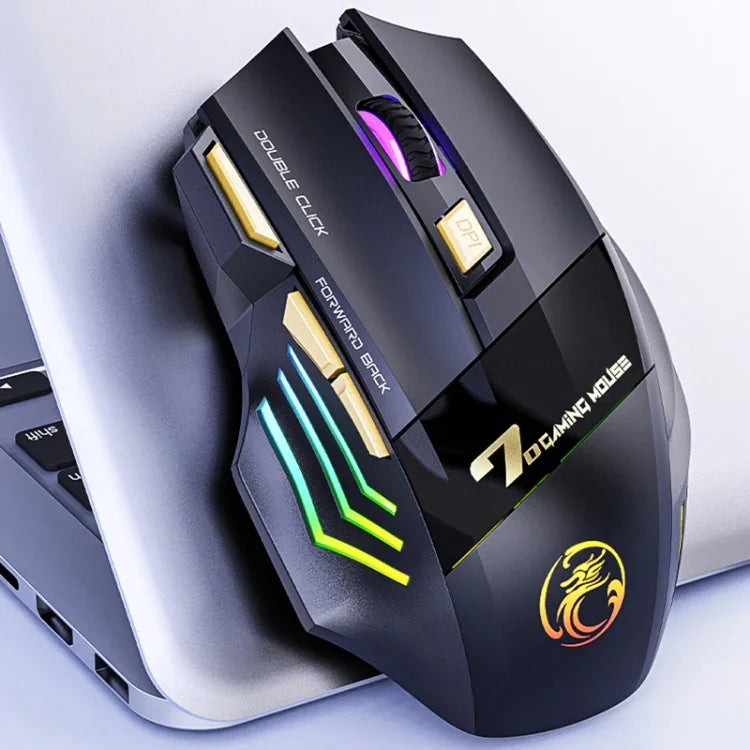 เมาส์เกมมิ่งไร้สายชาร์จได้ iMICE GW-X7 7 ปุ่ม เงียบ พร้อมไฟ RGB สีสันสดใส GW-X7 2.4G