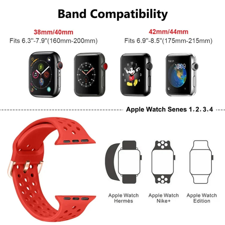 สายรัดนาฬิกาซิลิโคนสำหรับ Apple Watch Series, 7 41mm / 6 & SE & 5 & 4 40mm / 3 & 2 & 1 38mm