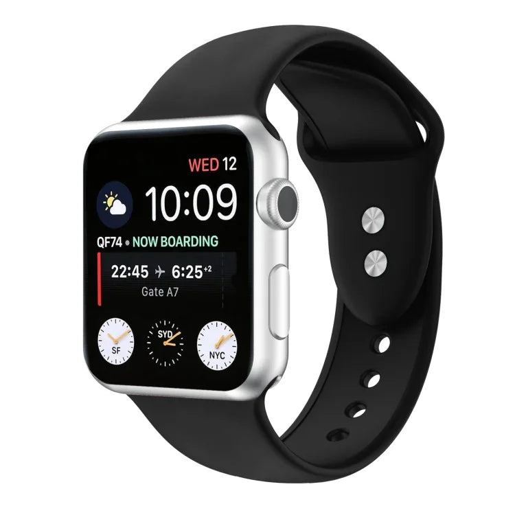 สายรัดนาฬิกาซิลิโคนแบบสองตะขอสำหรับ Apple Watch Series, 7 45mm / 6 & SE & 5 & 4 44mm / 3 & 2 & 1 42mm, 7 41mm / 6 & SE & 5 & 4 40mm / 3 & 2 & 1 38mm