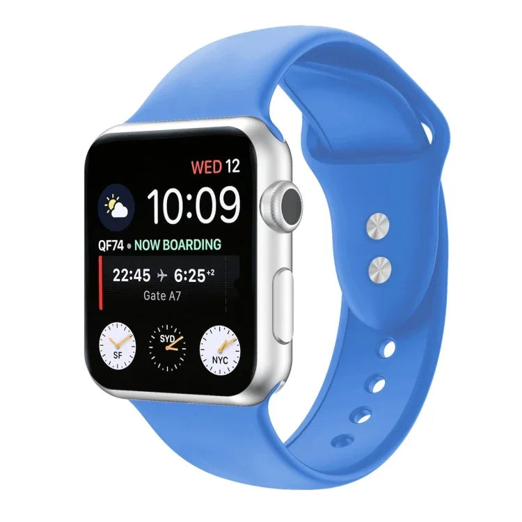 สายรัดนาฬิกาซิลิโคนแบบสองตะขอสำหรับ Apple Watch Series, 7 45mm / 6 & SE & 5 & 4 44mm / 3 & 2 & 1 42mm, 7 41mm / 6 & SE & 5 & 4 40mm / 3 & 2 & 1 38mm