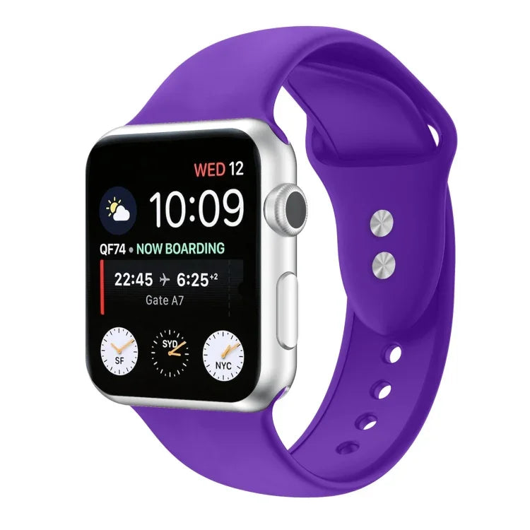 สายรัดนาฬิกาซิลิโคนแบบสองตะขอสำหรับ Apple Watch Series, 7 45mm / 6 & SE & 5 & 4 44mm / 3 & 2 & 1 42mm, 7 41mm / 6 & SE & 5 & 4 40mm / 3 & 2 & 1 38mm