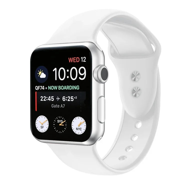 สายรัดนาฬิกาซิลิโคนแบบสองตะขอสำหรับ Apple Watch Series, 7 45mm / 6 & SE & 5 & 4 44mm / 3 & 2 & 1 42mm, 7 41mm / 6 & SE & 5 & 4 40mm / 3 & 2 & 1 38mm