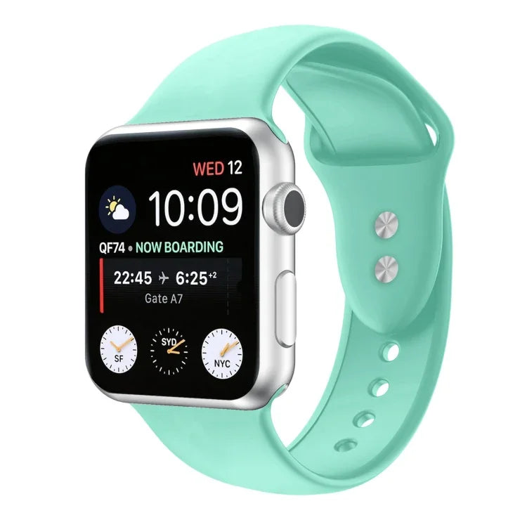 สายรัดนาฬิกาซิลิโคนแบบสองตะขอสำหรับ Apple Watch Series, 7 45mm / 6 & SE & 5 & 4 44mm / 3 & 2 & 1 42mm, 7 41mm / 6 & SE & 5 & 4 40mm / 3 & 2 & 1 38mm