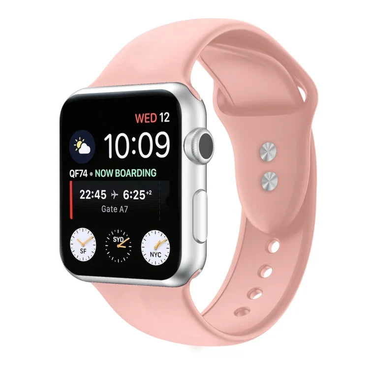 สายรัดนาฬิกาซิลิโคนแบบสองตะขอสำหรับ Apple Watch Series, 7 45mm / 6 & SE & 5 & 4 44mm / 3 & 2 & 1 42mm, 7 41mm / 6 & SE & 5 & 4 40mm / 3 & 2 & 1 38mm