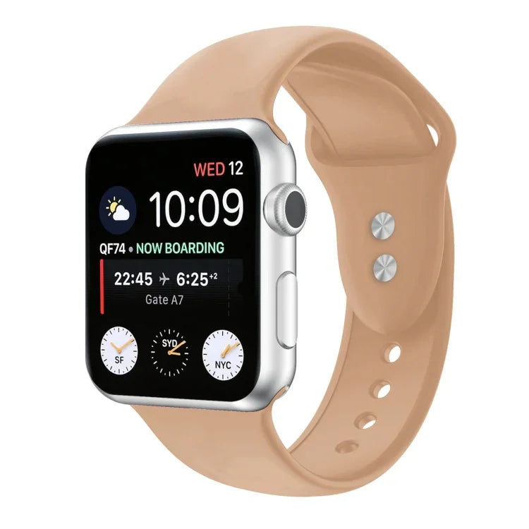 สายรัดนาฬิกาซิลิโคนแบบสองตะขอสำหรับ Apple Watch Series, 7 45mm / 6 & SE & 5 & 4 44mm / 3 & 2 & 1 42mm, 7 41mm / 6 & SE & 5 & 4 40mm / 3 & 2 & 1 38mm