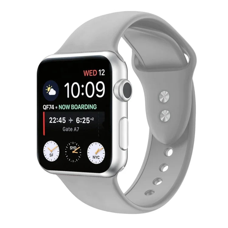สายรัดนาฬิกาซิลิโคนแบบสองตะขอสำหรับ Apple Watch Series, 7 45mm / 6 & SE & 5 & 4 44mm / 3 & 2 & 1 42mm, 7 41mm / 6 & SE & 5 & 4 40mm / 3 & 2 & 1 38mm