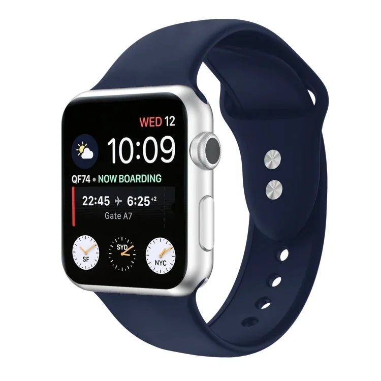 สายรัดนาฬิกาซิลิโคนแบบสองตะขอสำหรับ Apple Watch Series, 7 45mm / 6 & SE & 5 & 4 44mm / 3 & 2 & 1 42mm, 7 41mm / 6 & SE & 5 & 4 40mm / 3 & 2 & 1 38mm