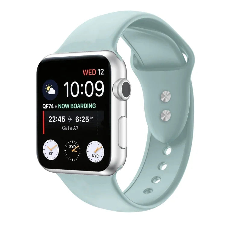 สายรัดนาฬิกาซิลิโคนแบบสองตะขอสำหรับ Apple Watch Series, 7 45mm / 6 & SE & 5 & 4 44mm / 3 & 2 & 1 42mm, 7 41mm / 6 & SE & 5 & 4 40mm / 3 & 2 & 1 38mm
