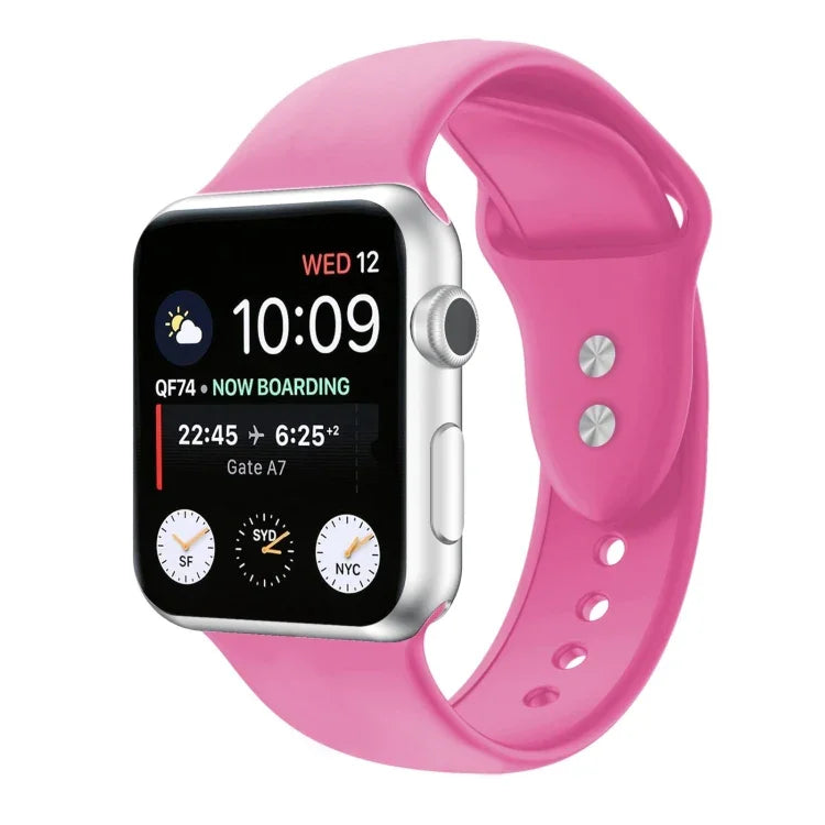 สายรัดนาฬิกาซิลิโคนแบบสองตะขอสำหรับ Apple Watch Series, 7 45mm / 6 & SE & 5 & 4 44mm / 3 & 2 & 1 42mm, 7 41mm / 6 & SE & 5 & 4 40mm / 3 & 2 & 1 38mm