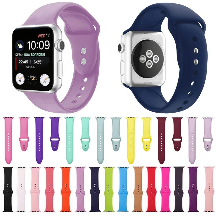 สายรัดนาฬิกาซิลิโคนแบบสองตะขอสำหรับ Apple Watch Series, 7 45mm / 6 & SE & 5 & 4 44mm / 3 & 2 & 1 42mm, 7 41mm / 6 & SE & 5 & 4 40mm / 3 & 2 & 1 38mm