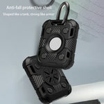 เคสปกป้องคาร์บอนไฟเบอร์ TPU กันรอยขีดข่วนและกันกระแทกพร้อมห่วงพวงกุญแจ สำหรับ AirTag รุ่น Tank Armor