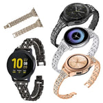 สายเหล็กประดับเพชรสองแถวเปลี่ยนได้ สำหรับ Samsung Smart Watch ขนาด 22 มม.