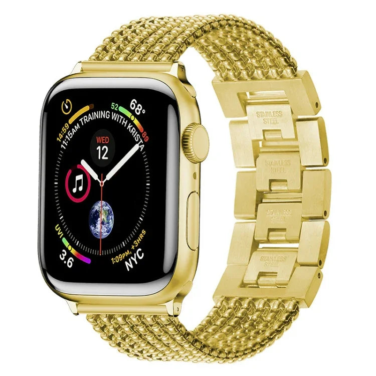 สายรัดนาฬิกาเหล็กหกโซ่สามลูกสำหรับ Apple Watch Series, 7 41mm / 6 & SE & 5 & 4 40mm / 3 & 2 & 1 38mm, 7 45mm / 6 & SE & 5 & 4 44mm / 3 & 2 & 1 42mm