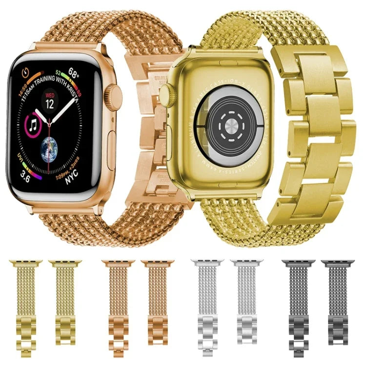 สายรัดนาฬิกาเหล็กหกโซ่สามลูกสำหรับ Apple Watch Series, 7 41mm / 6 & SE & 5 & 4 40mm / 3 & 2 & 1 38mm, 7 45mm / 6 & SE & 5 & 4 44mm / 3 & 2 & 1 42mm