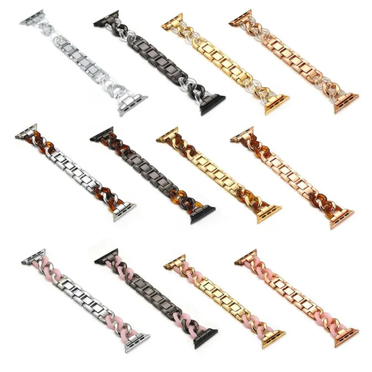 สายรัดนาฬิกาแบบโซ่คาวบอย + เรซินโลหะสำหรับ Apple Watch Series, 7 41mm / 6 & SE & 5 & 4 40mm / 3 & 2 & 1 38mm, 7 45mm / 6 & SE & 5 & 4 44mm / 3 & 2 & 1 42mm