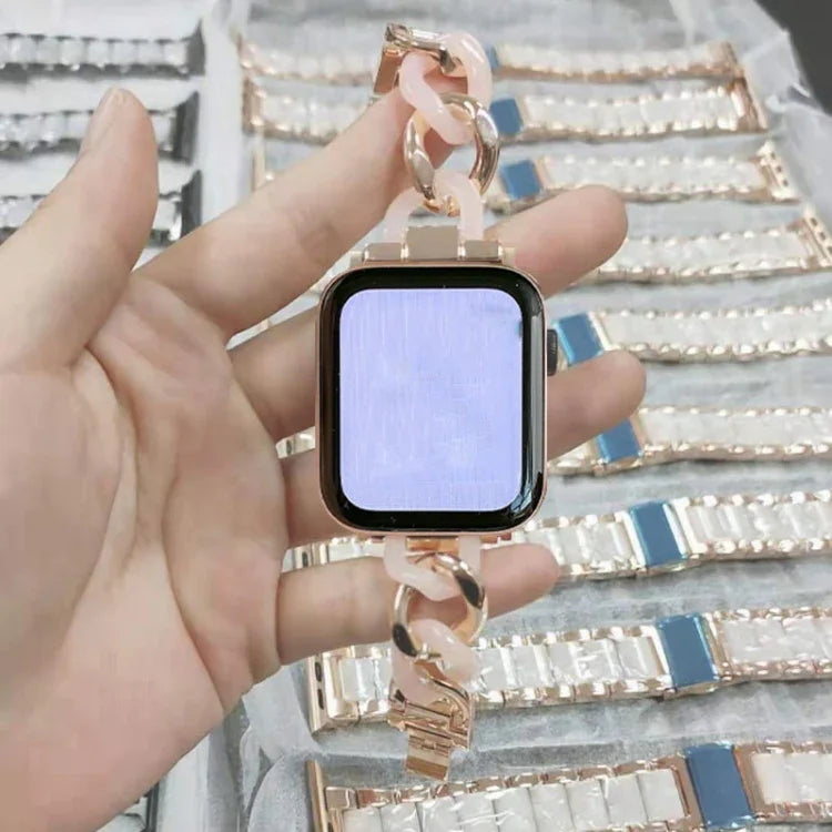 สายรัดนาฬิกาแบบโซ่คาวบอย + เรซินโลหะสำหรับ Apple Watch Series, 7 41mm / 6 & SE & 5 & 4 40mm / 3 & 2 & 1 38mm, 7 45mm / 6 & SE & 5 & 4 44mm / 3 & 2 & 1 42mm
