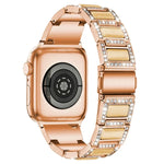 สายรัดนาฬิกาแบบเพชรสามเม็ด + อัญมณีสำหรับ Apple Watch Series, 7 41mm / 6 & SE & 5 & 4 40mm / 3 & 2 & 1 38mm, 7 45mm / 6 & SE & 5 & 4 44mm / 3 & 2 & 1 42mm