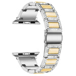 สายรัดนาฬิกาแบบเพชรสามเม็ด + อัญมณีสำหรับ Apple Watch Series, 7 41mm / 6 & SE & 5 & 4 40mm / 3 & 2 & 1 38mm, 7 45mm / 6 & SE & 5 & 4 44mm / 3 & 2 & 1 42mm