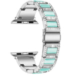 สายรัดนาฬิกาแบบเพชรสามเม็ด + อัญมณีสำหรับ Apple Watch Series, 7 41mm / 6 & SE & 5 & 4 40mm / 3 & 2 & 1 38mm, 7 45mm / 6 & SE & 5 & 4 44mm / 3 & 2 & 1 42mm