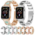 สายรัดนาฬิกาแบบเพชรสามเม็ด + อัญมณีสำหรับ Apple Watch Series, 7 41mm / 6 & SE & 5 & 4 40mm / 3 & 2 & 1 38mm, 7 45mm / 6 & SE & 5 & 4 44mm / 3 & 2 & 1 42mm