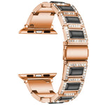 สายรัดนาฬิกาแบบเพชรสามเม็ด + อัญมณีสำหรับ Apple Watch Series, 7 41mm / 6 & SE & 5 & 4 40mm / 3 & 2 & 1 38mm, 7 45mm / 6 & SE & 5 & 4 44mm / 3 & 2 & 1 42mm