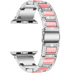 สายรัดนาฬิกาแบบเพชรสามเม็ด + อัญมณีสำหรับ Apple Watch Series, 7 41mm / 6 & SE & 5 & 4 40mm / 3 & 2 & 1 38mm, 7 45mm / 6 & SE & 5 & 4 44mm / 3 & 2 & 1 42mm
