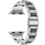 สายรัดนาฬิกาแบบเพชรสามเม็ด + อัญมณีสำหรับ Apple Watch Series, 7 41mm / 6 & SE & 5 & 4 40mm / 3 & 2 & 1 38mm, 7 45mm / 6 & SE & 5 & 4 44mm / 3 & 2 & 1 42mm