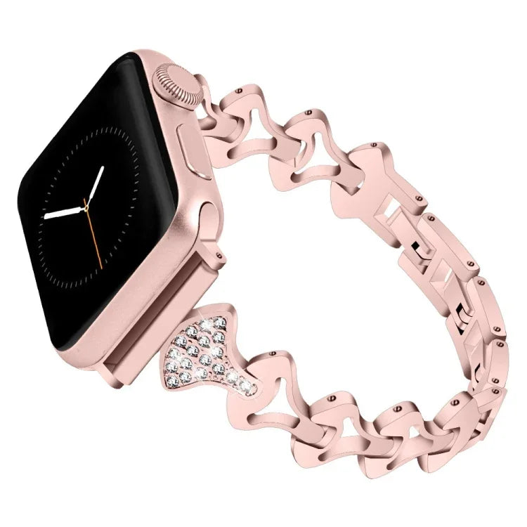 สายรัดนาฬิกาแบบโลหะรูปทรงเซกเตอร์เพชรสำหรับ Apple Watch Series, 7 41mm / 6 & SE & 5 & 4 40mm / 3 & 2 & 1 38mm, 7 45mm / 6 & SE & 5 & 4 44mm / 3 & 2 & 1 42mm