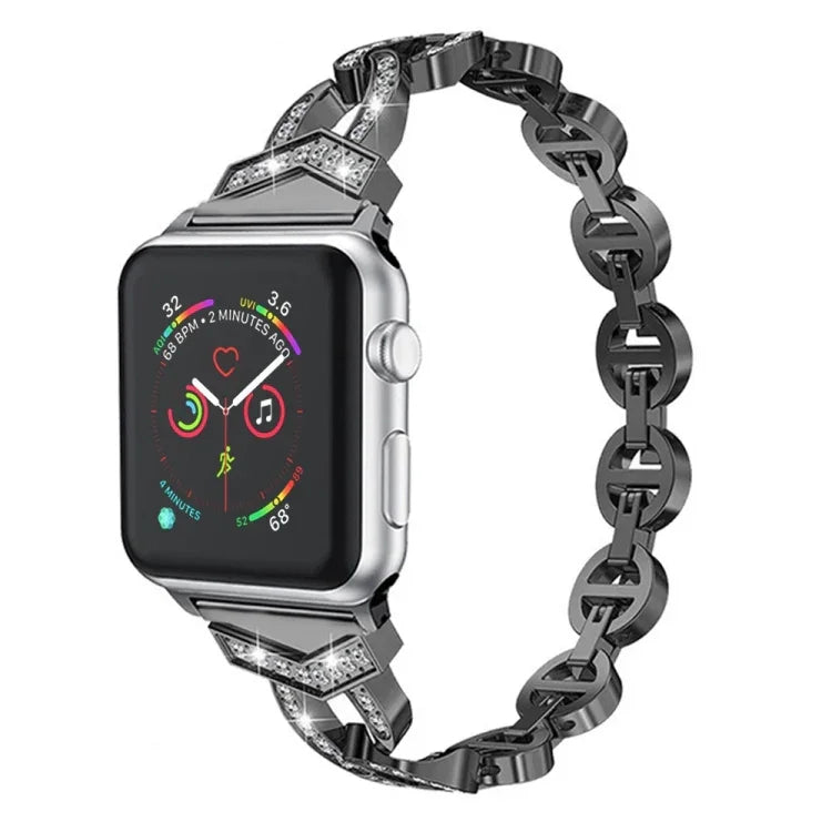 สายรัดนาฬิกาแบบเหล็กกล้าไร้สนิมเพชรสำหรับ Apple Watch Series, 7 41mm / 6 & SE & 5 & 4 40mm / 3 & 2 & 1 38mm, 7 45mm / 6 & SE & 5 & 4 44mm / 3 & 2 & 1 42mm
