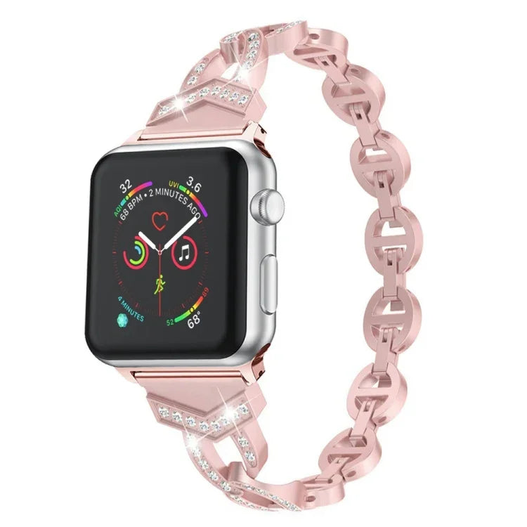 สายรัดนาฬิกาแบบเหล็กกล้าไร้สนิมเพชรสำหรับ Apple Watch Series, 7 41mm / 6 & SE & 5 & 4 40mm / 3 & 2 & 1 38mm, 7 45mm / 6 & SE & 5 & 4 44mm / 3 & 2 & 1 42mm