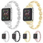 สายรัดนาฬิกาแบบเหล็กกล้าไร้สนิมเพชรสำหรับ Apple Watch Series, 7 41mm / 6 & SE & 5 & 4 40mm / 3 & 2 & 1 38mm, 7 45mm / 6 & SE & 5 & 4 44mm / 3 & 2 & 1 42mm