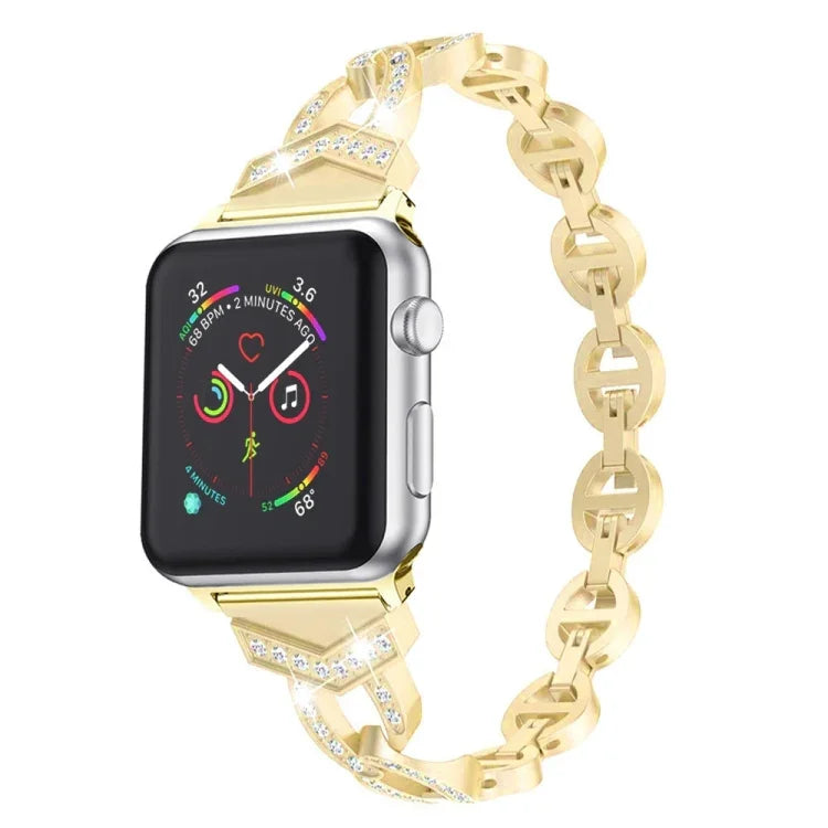 สายรัดนาฬิกาแบบเหล็กกล้าไร้สนิมเพชรสำหรับ Apple Watch Series, 7 41mm / 6 & SE & 5 & 4 40mm / 3 & 2 & 1 38mm, 7 45mm / 6 & SE & 5 & 4 44mm / 3 & 2 & 1 42mm