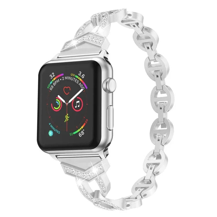 สายรัดนาฬิกาแบบเหล็กกล้าไร้สนิมเพชรสำหรับ Apple Watch Series, 7 41mm / 6 & SE & 5 & 4 40mm / 3 & 2 & 1 38mm, 7 45mm / 6 & SE & 5 & 4 44mm / 3 & 2 & 1 42mm