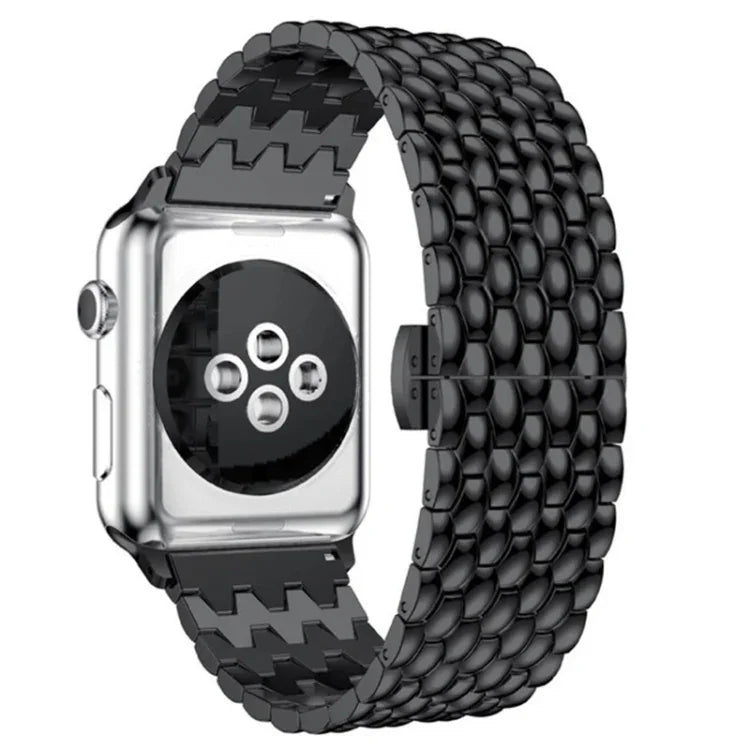 สายรัดนาฬิกาแบบโลหะลายเกล็ดปลา สำหรับ Apple Watch Series, 7 41mm / 6 & SE & 5 & 4 40mm / 3 & 2 & 1 38mm, 7 45mm / 6 & SE & 5 & 4 44mm / 3 & 2 & 1 42mm